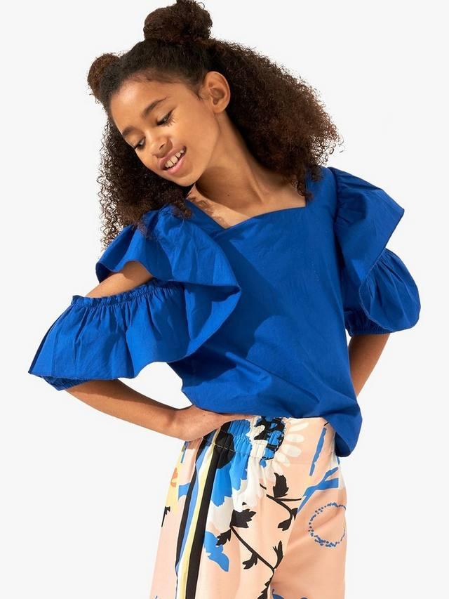 

Детский топ с рюшами на плечах Angel & Rocket, Cobalt