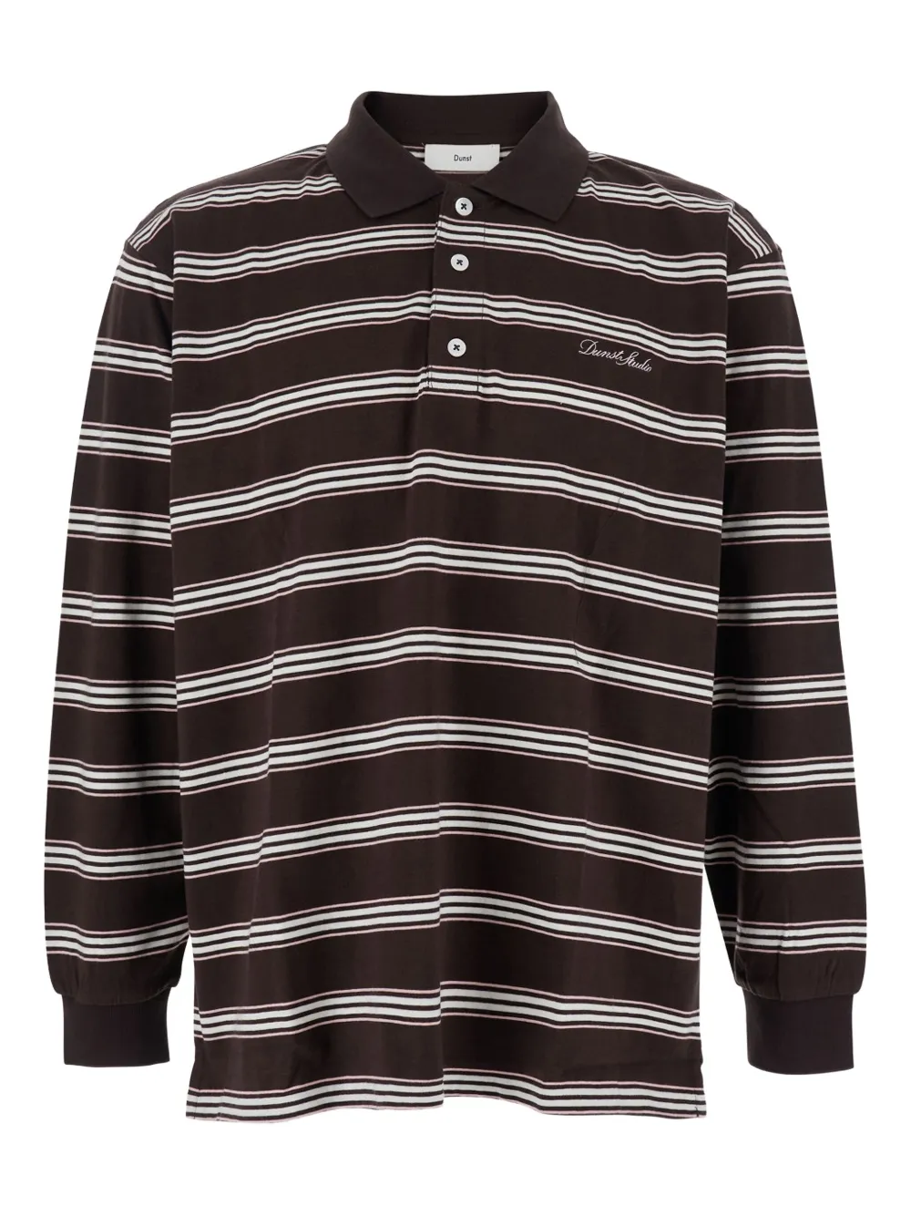 

Поло в полоску с вышитым логотипом DUNST, коричневый