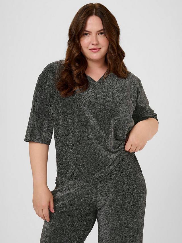 

Футболка Riana с V-образным вырезом металлик KAFFE Curve