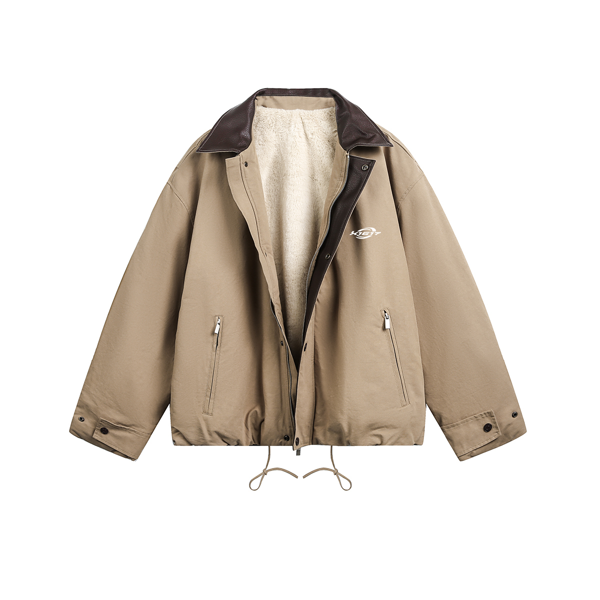 

Куртка Unisex Lapel Fleece lined Mock Two Piece X1617, хаки jacket