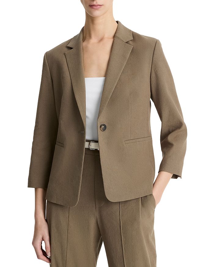 

Льняной укороченный блейзер Vince, зеленый