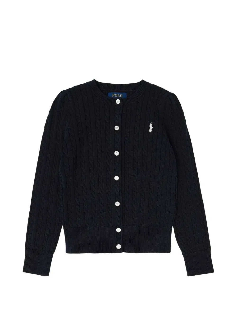 Вязаный кардиган с вышитым логотипом Polo Ralph Lauren Kids, синий