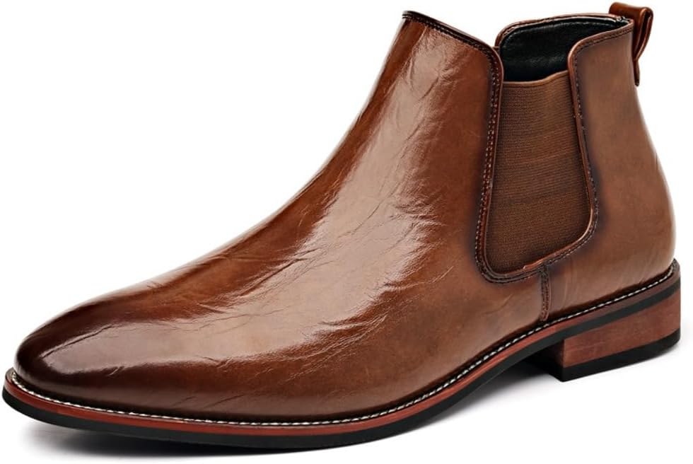 

Мужские ковбойские ботинки Chelsea, рейв, эмо, гранж, боевые ботинки - нейтральные ретро, модные, повседневные, удобные для ходьбы, легкие, для бега, стояния весь день, подарки на день рождения, для работы в офисе, большой размер Geerta, коричне...