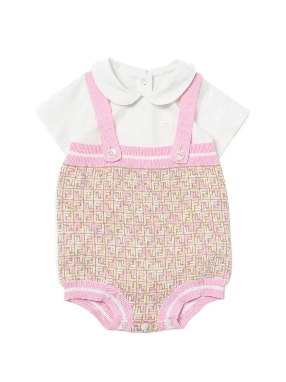 Боди в полоску с логотипом FF Fendi Kids, белый