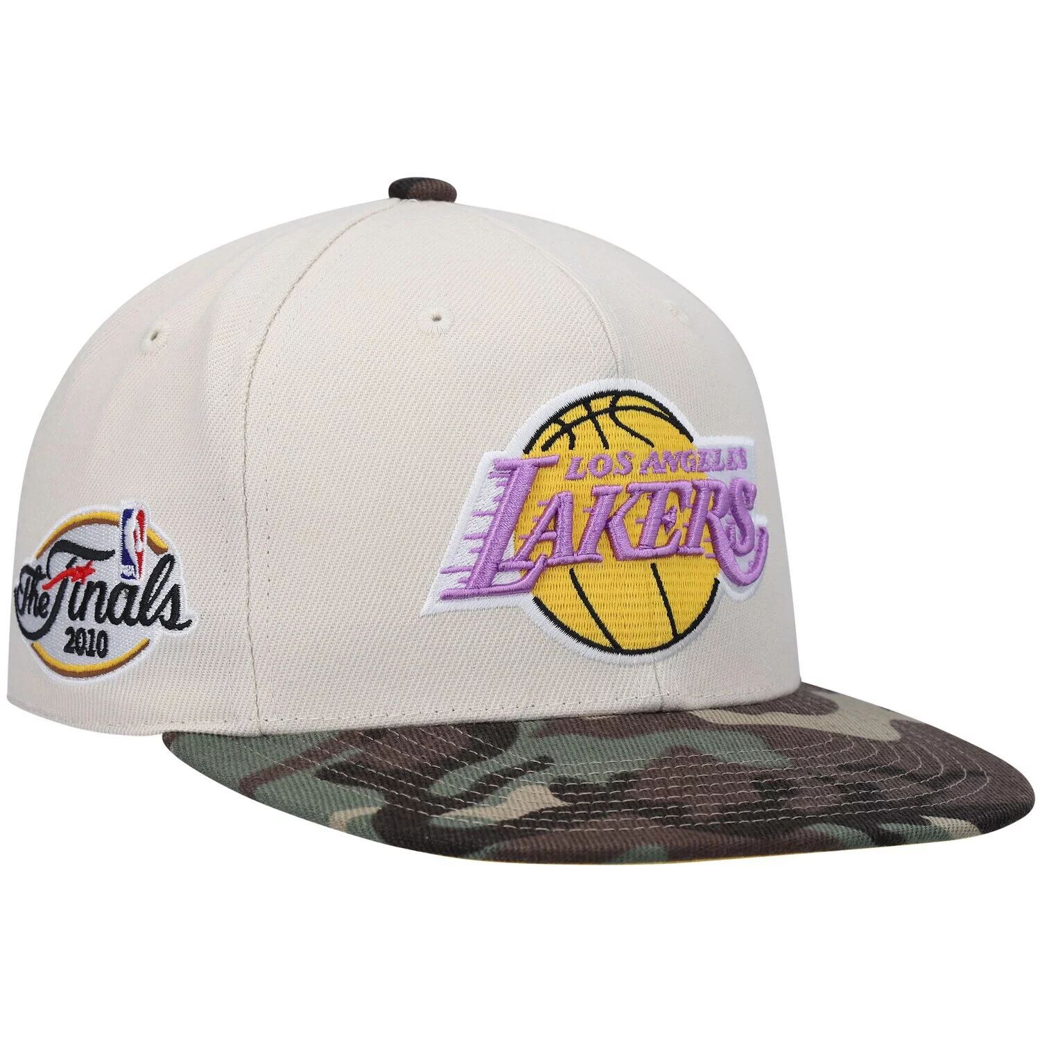 

Мужская кремовая шляпа Mitchell & Ness Los Angeles Lakers Hardwood Classics 2010 NBA Finals, белая камуфляжная облегающая шляпа, Серый, Мужская кремовая шляпа Mitchell & Ness Los Angeles Lakers Hardwood Classics 2010 NBA Finals, белая камуфляжная облегающ