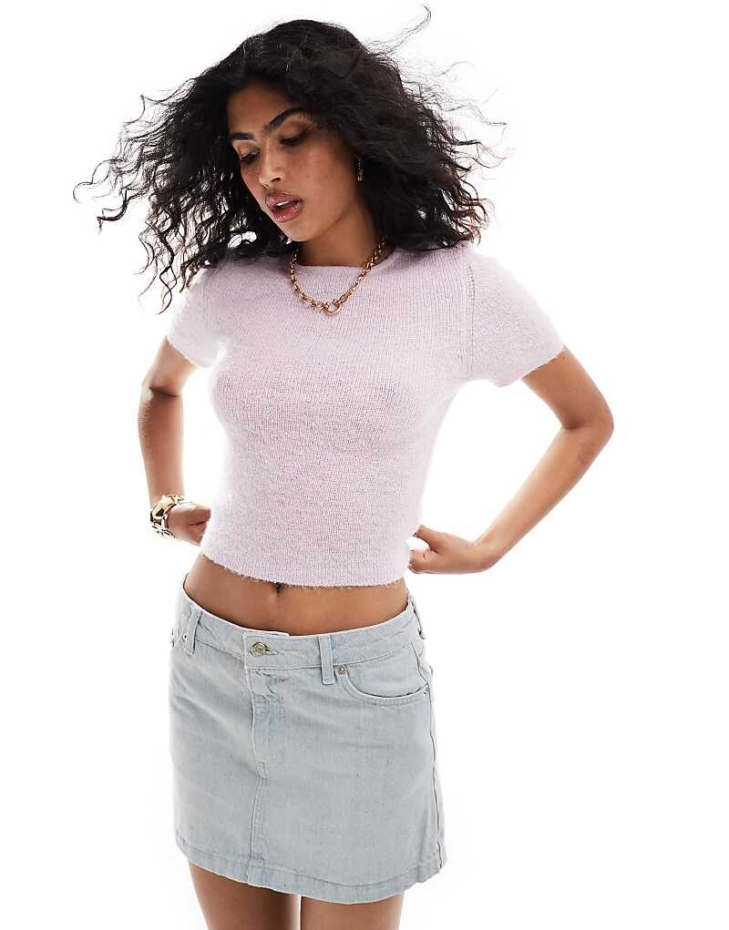 

ASOS DESIGN 2013 Розовая футболка с короткими рукавами нежного плетения