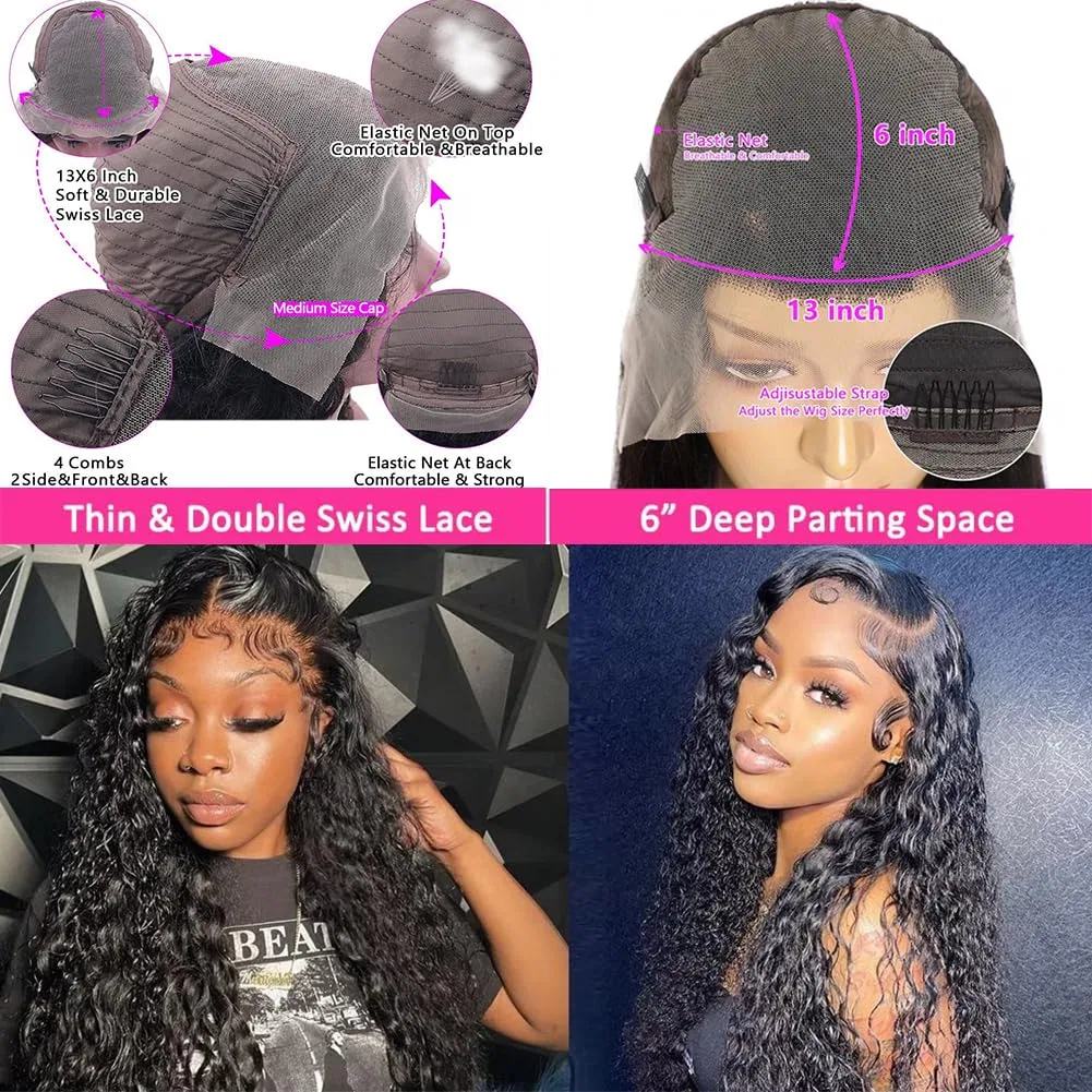 Парик с глубокой волной и HD-кружевом из человеческих волос Perismoda, 12A Lace Front Wig 33*15Cm Water Wave — фото 4