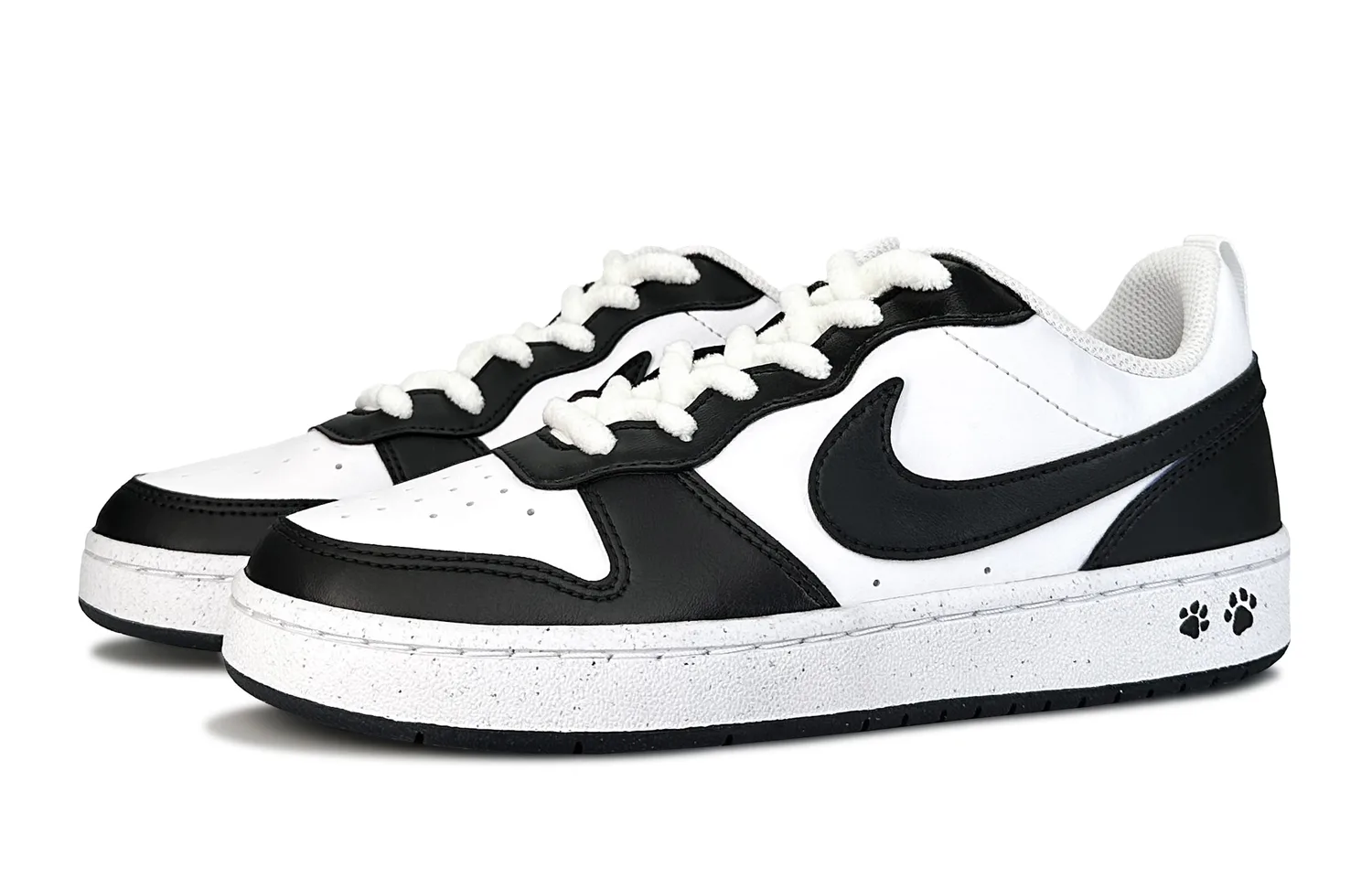 Nike Кроссовки для скейтбординга Court Borough Panda Paw с амортизацией и противоскользящей подошвой, черно-белые, для подростков — фото 4