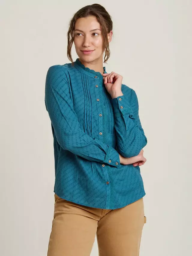 

Блуза Brakeburn Charmouth Ruffle Button, цвет teal