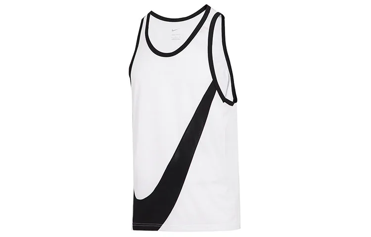 Nike Футболка-майка мужская белая с круглым вырезом умеренно прямого кроя