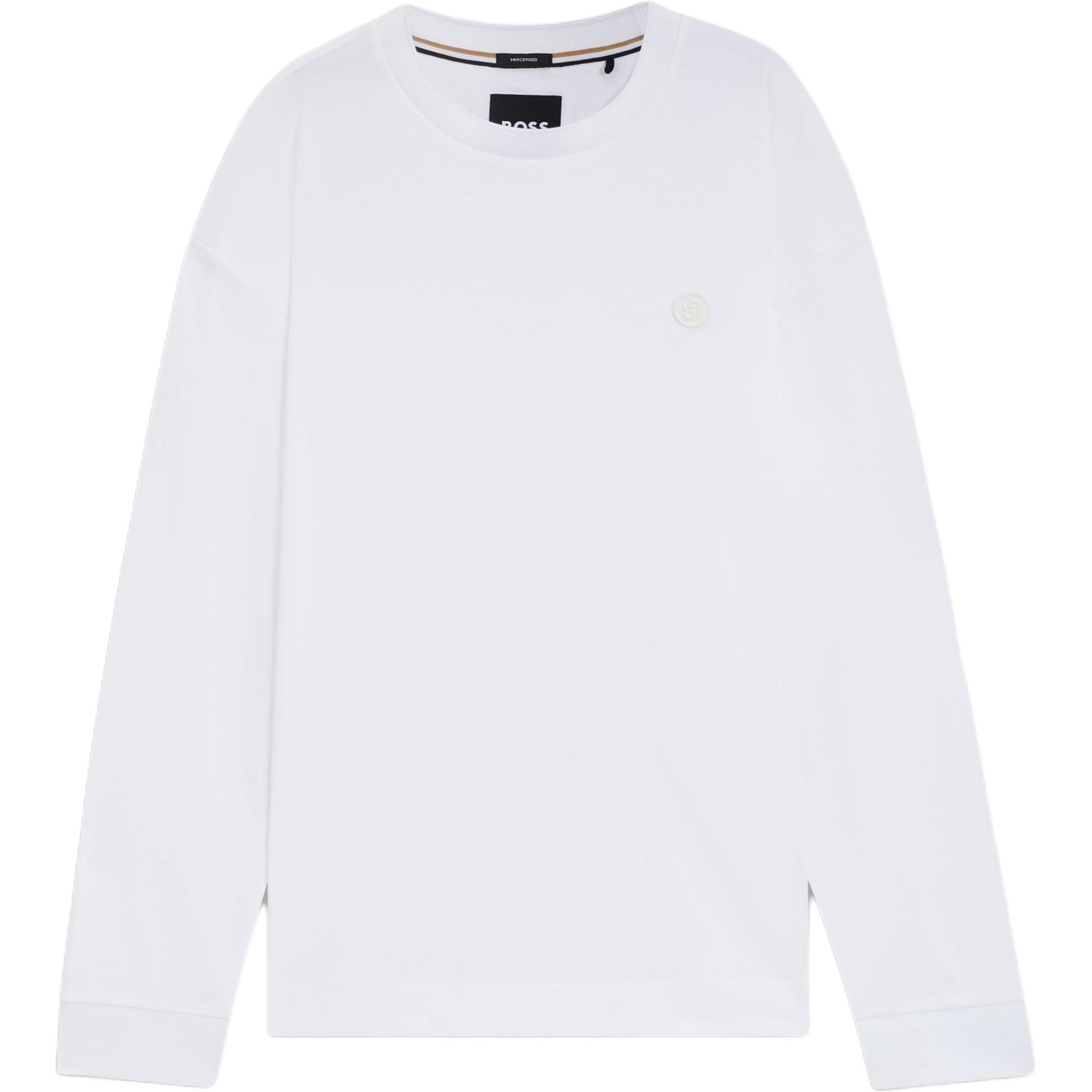 

Hugo Boss Мужская белая футболка с круглым вырезом, умеренно прямой крой, Белый, Hugo Boss Мужская белая футболка с круглым вырезом, умеренно прямой крой