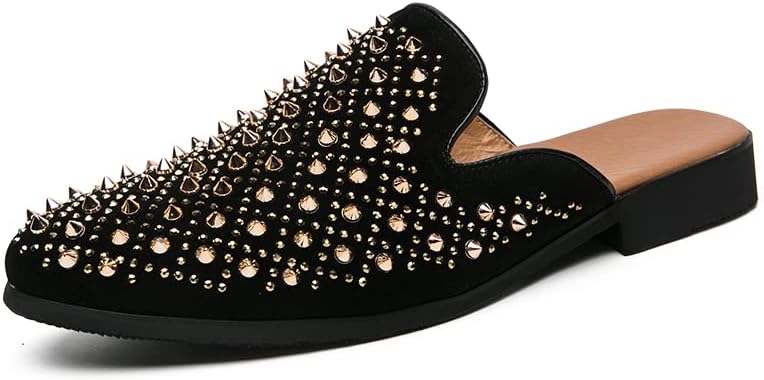 

Мужские кожаные туфли для курения, бархатные слипоны, модные беззадние мюли Senlongbao, золотой