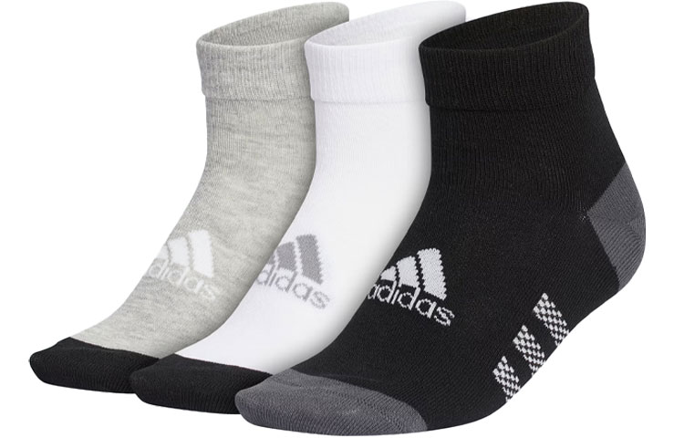 Детские носки Adidas, 3 пары (Чёрный+Белый+Средний тёплый серый) — фото 3