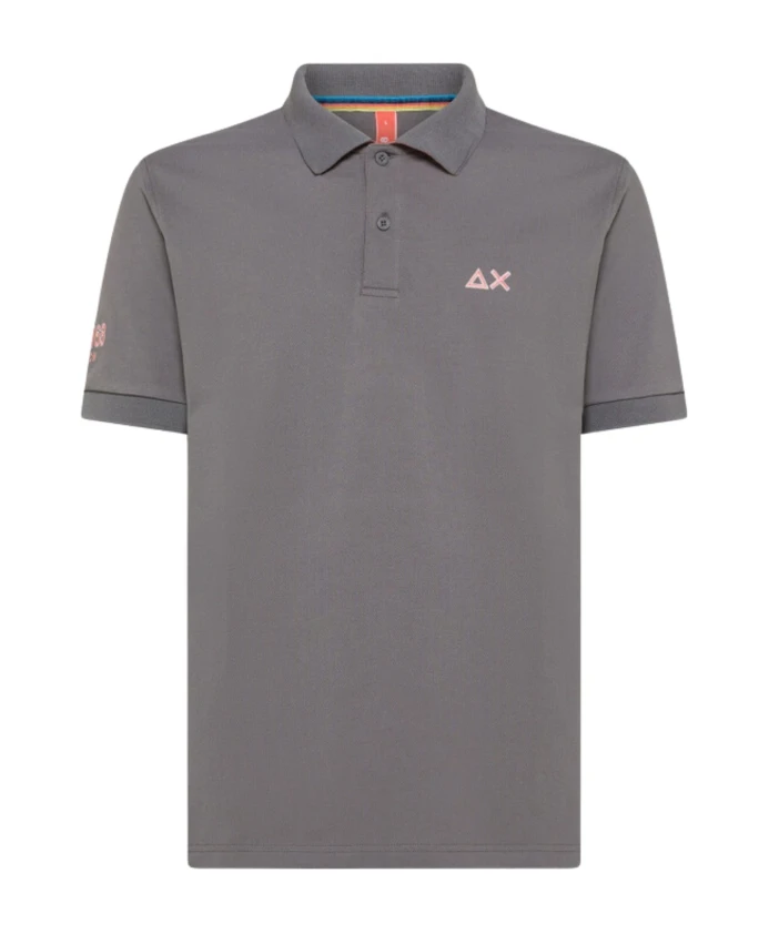 

Поло из хлопка серого цвета с короткими рукавами Sun68, серый