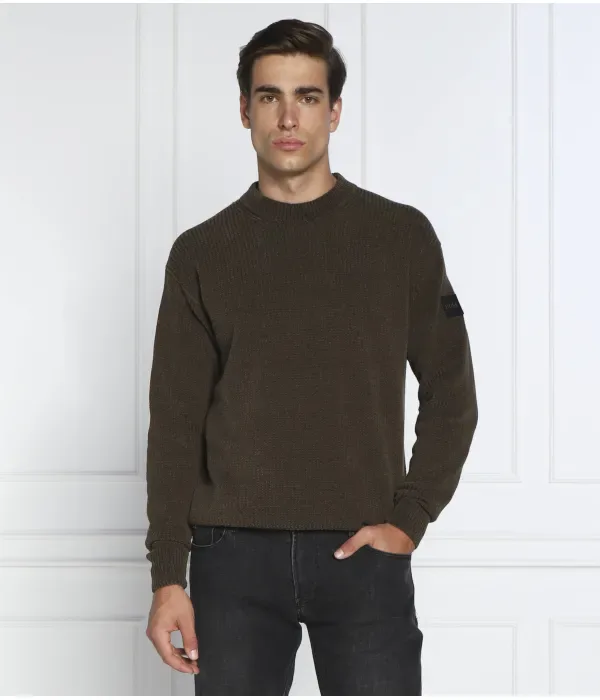 Свитер Комментино regular fit Boss Orange, оливково-зеленый — фото 3