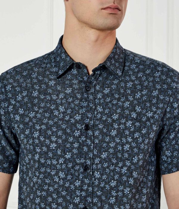 Льняная рубашка c-roan-ken-sh-c1-251 Slim fit Boss, синий — фото 4