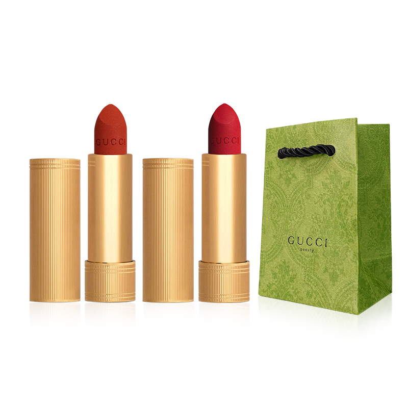 

Limited Edition Lip Glosses Lipstick Shopping Bag Легко растушевывается 1 шт/2 уп GUCCI, incolor star selection 2 pcs set, matte 505+matte 25+mini shopping bag