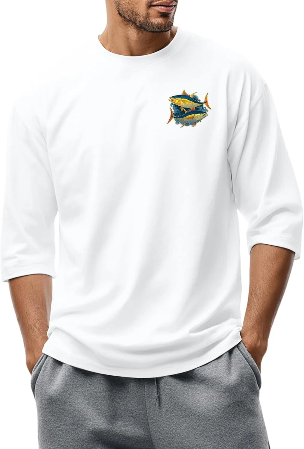 

Футболка WENKOMG1 мужская с принтом, 3/4 рукава, S-3XL