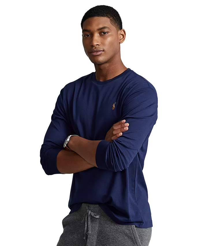 

Мужская классическая футболка из мягкого хлопка с круглым вырезом Polo Ralph Lauren, синий