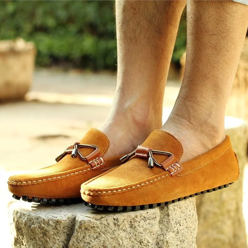 Лоферы замшевые Driving Style Light Brown SayfuR — фото 3