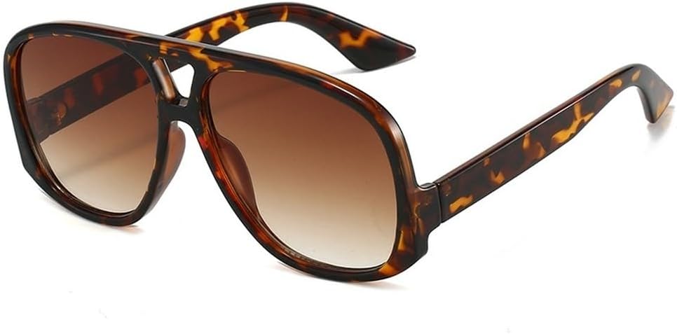 

Женские солнцезащитные очки-пилот с двойной перемычкой большого размера, модные градиентные очки с защитой от УФ-излучения UV400. Мужские солнцезащитные очки в трендовом зелено-розовом цвете SKFGNX, Leopard Tea Gradient