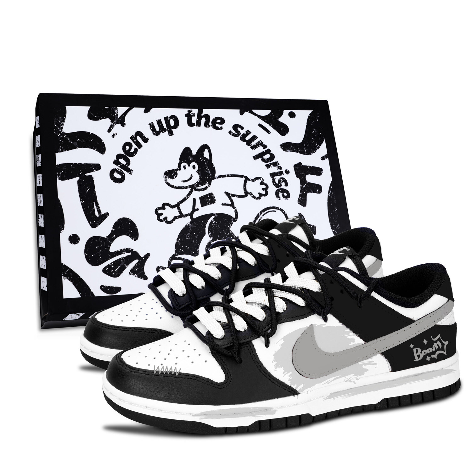 

Nike Dunk Black White, прохладная текстура, яркая, устойчивая к истиранию, низкие кроссовки для скейтбординга Unisex Black