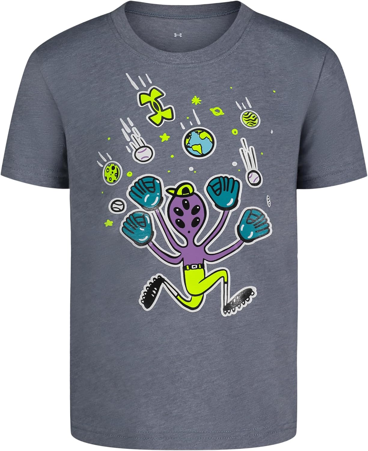 

Детская футболка Under Armour с коротким рукавом и круглым вырезом, легкая и дышащая., Gravel Alien