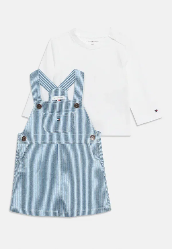Платье-комбинезон Tommy Hilfiger Stripe dungaree dress denim dress, светло-голубой — фото 3
