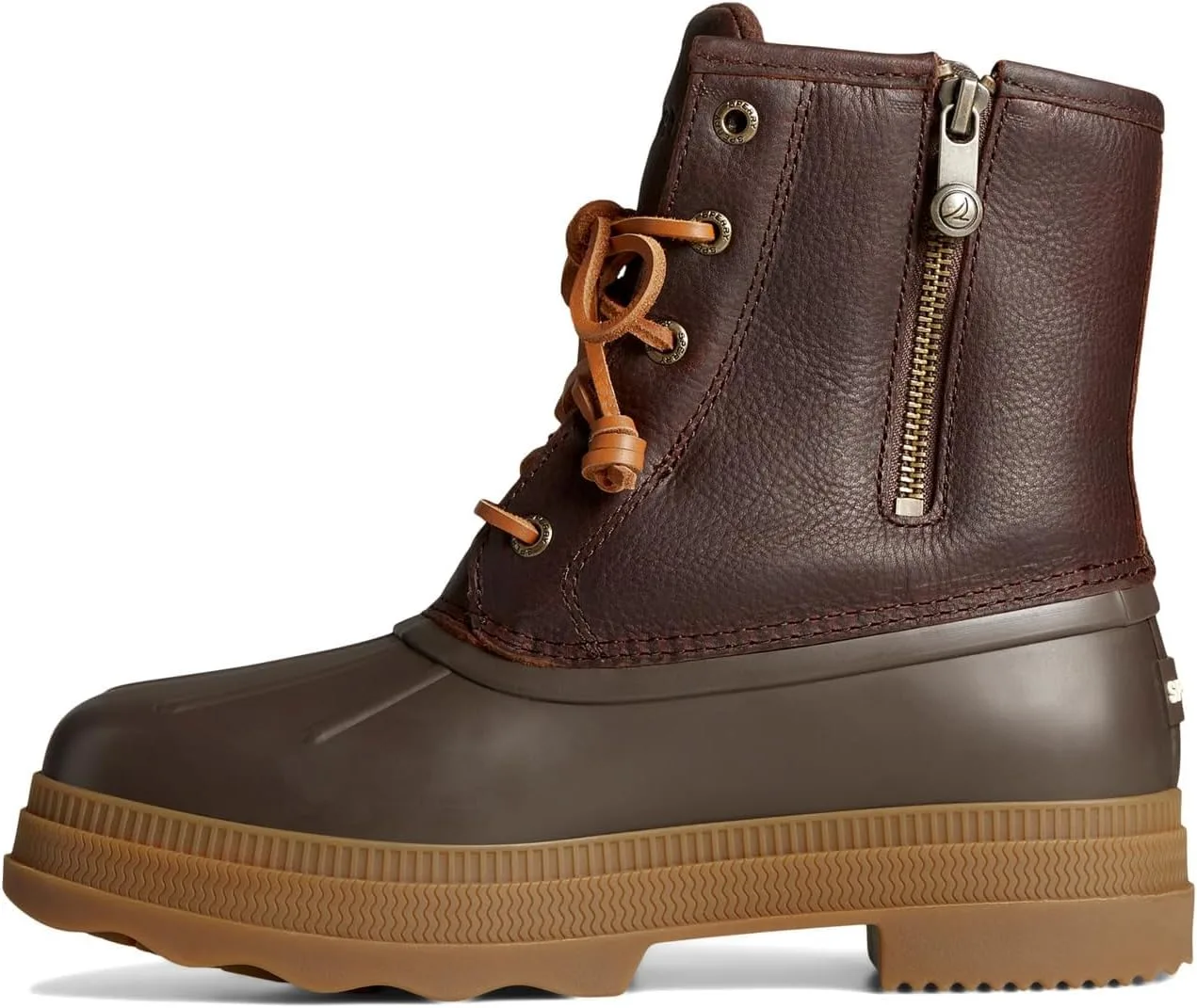 Мужские кожаные резиновые сапоги Sperry Saltwater 2.0, темно-коричневый — фото 4
