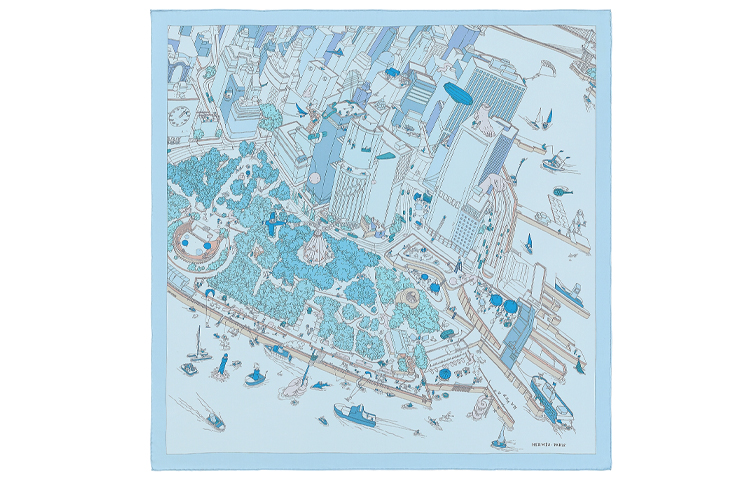 

Шёлковый платок женский синий HERMES