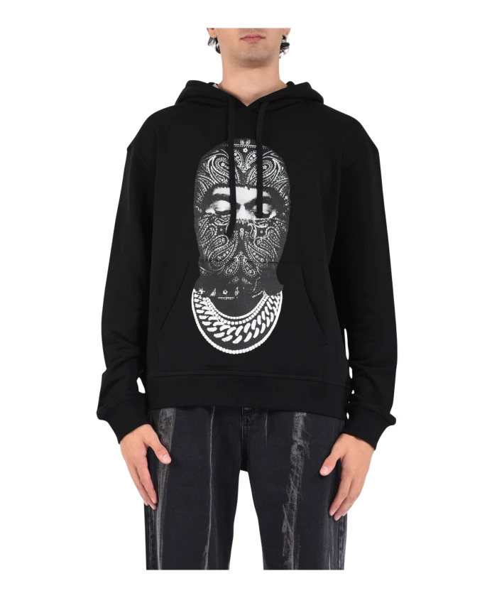 

Толстовка с капюшоном в виде маски с узором пейсли и завязками. Ih Nom Uh Nit, черный