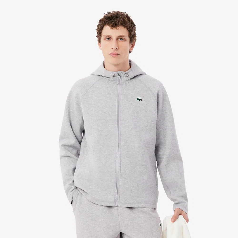 Мужская меланжевая серая толстовка из тренировочного джерси от Lacoste