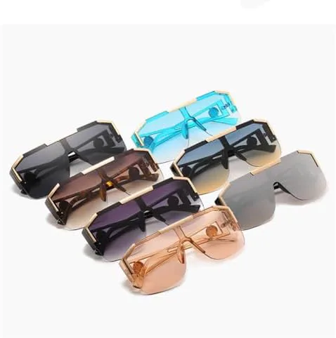 

Мужские солнцезащитные очки большого размера 2026 года, женские солнцезащитные очки с градиентным рисунком, квадратные солнцезащитные очки MTZJH, Black Sliver