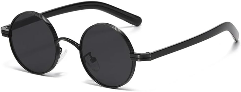 

Ретро маленькие круглые металлические панк-солнцезащитные очки для женщин, модные прозрачные линзы, трендовая оправа для мужчин, защита от УФ-излучения UV400 TVTBBVV, Black Grey