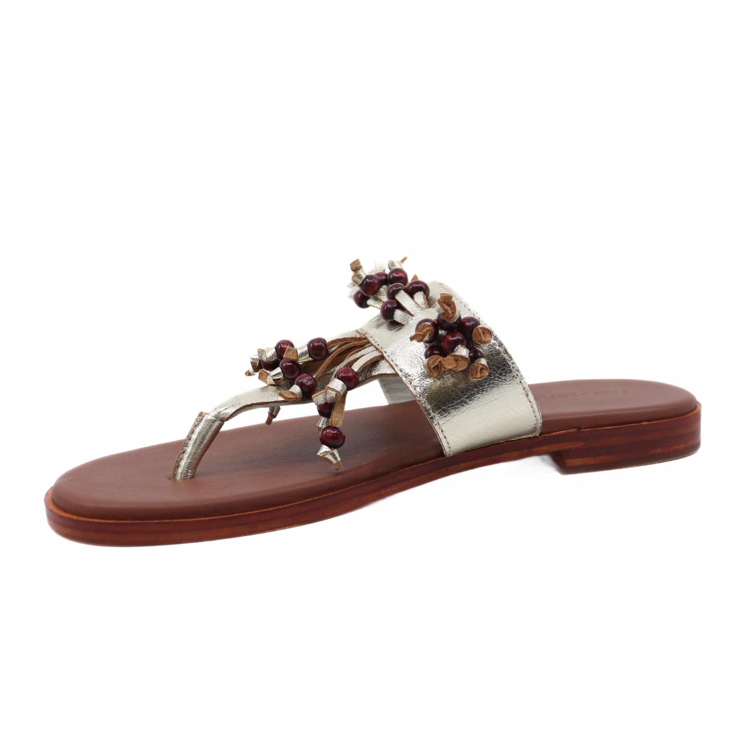 Women's Sadie Fringe Sandal In Gold Metallic Free People — фото 4