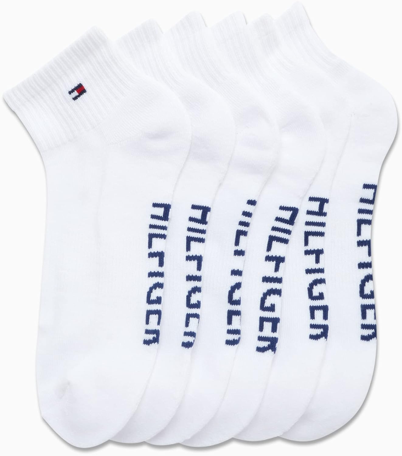 Мужские носки Tommy Hilfiger Quarter, 6 пар, мягкие, до щиколотки, дышащие, спортивные (размер 7-12), All White — фото 4