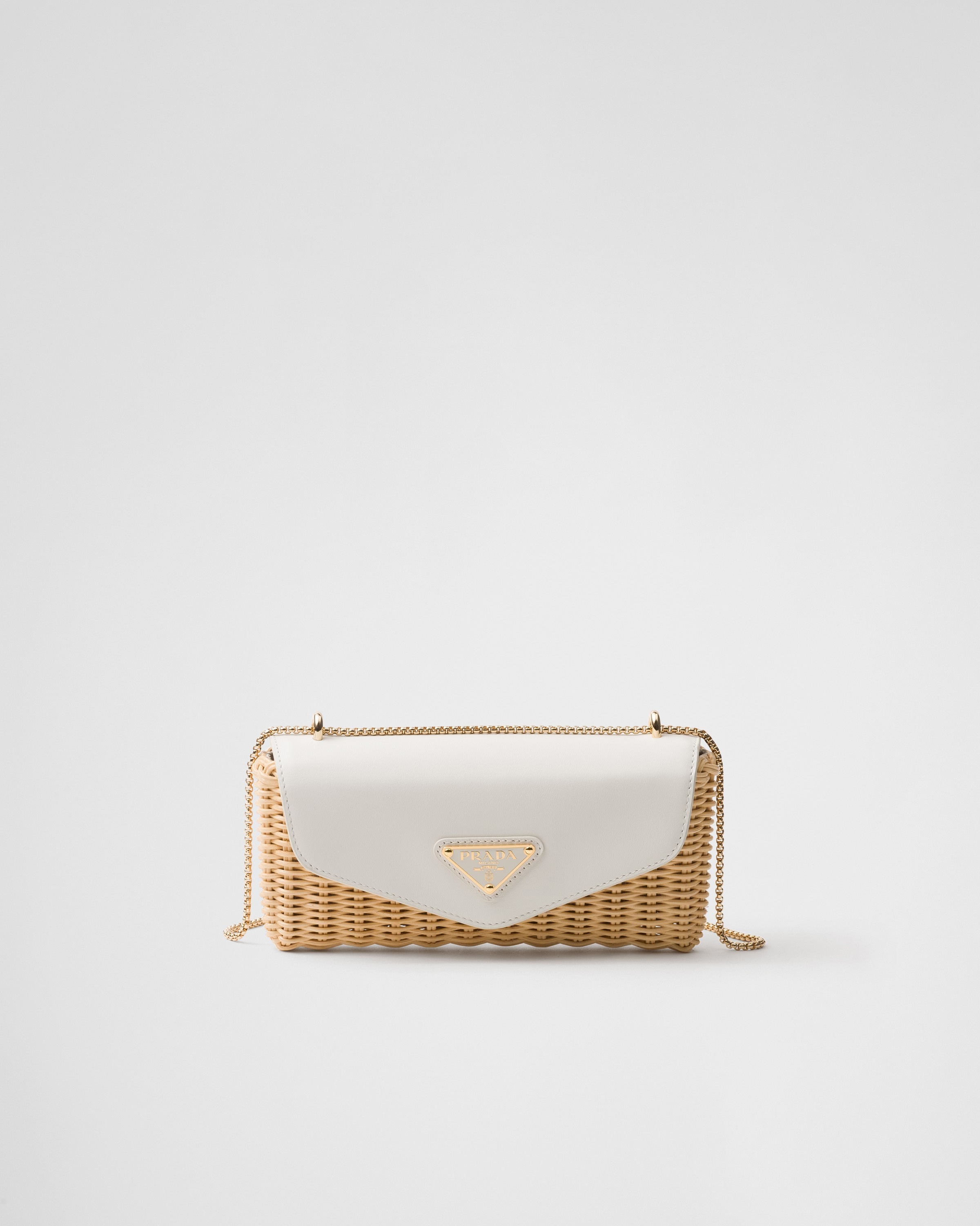 

Мини-сумка из ротанга и кожи Prada, бежевый/белый