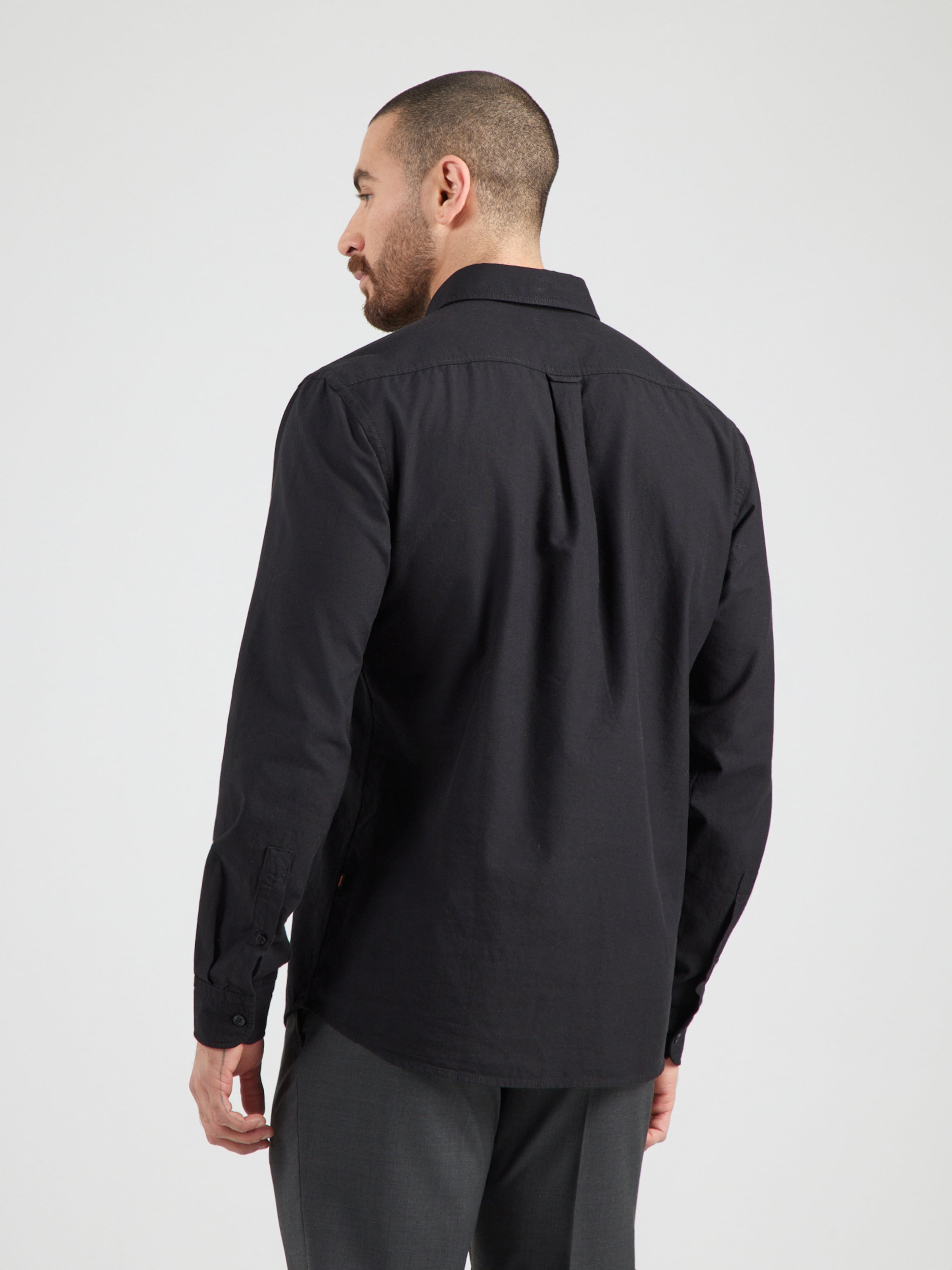 BOSS Рубашка на пуговицах 'Rickert' Regular fit в черном цвете — фото 4
