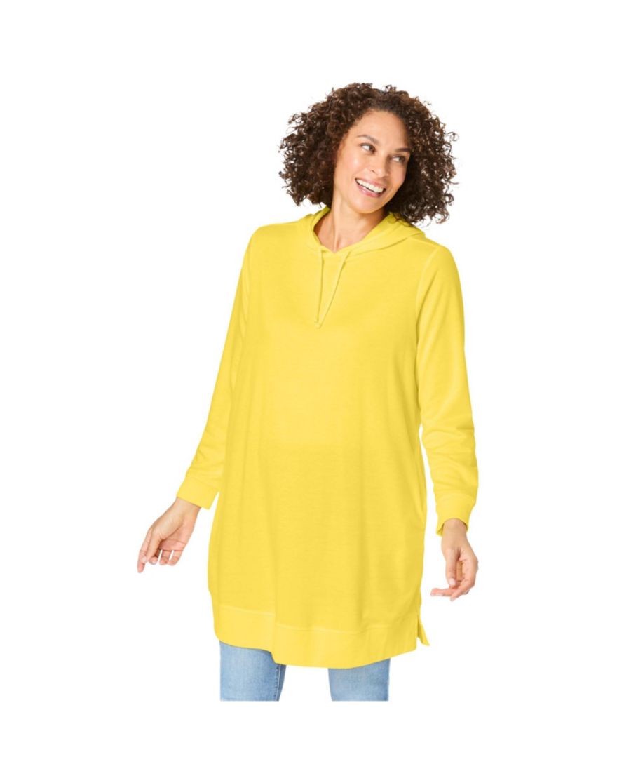 

Толстовка с капюшоном удлиненного размера больших размеров Woman Within, Primrose yellow
