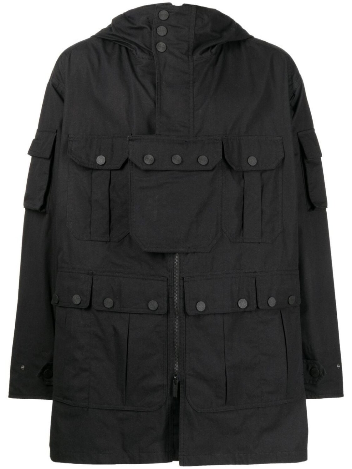 

White Mountaineering куртка с капюшоном и карманами, черный
