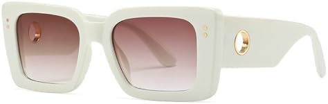 

Квадратные модные солнцезащитные очки для женщин, квадратные градиентные очки с защитой от УФ-излучения UV400 для мужчин, модные панк-солнцезащитные очки с заклепками MTZJH, C8 Beige Tea