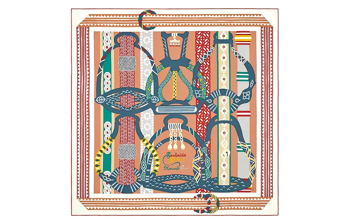

HERMES Шёлковый шарф, Cream/Noise/Ocean