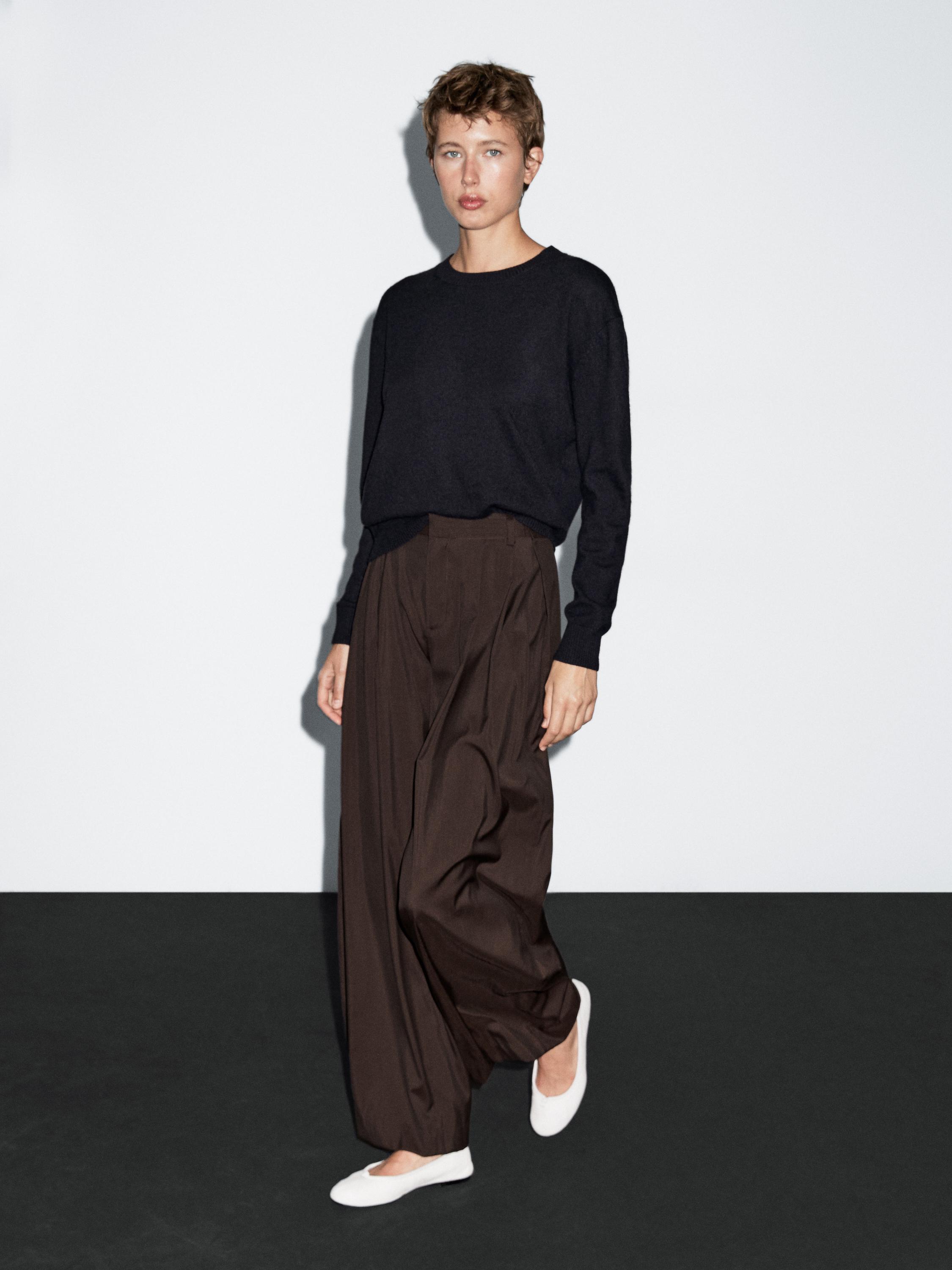 

Струящиеся брюки с вытачками Massimo Dutti, шоколадный