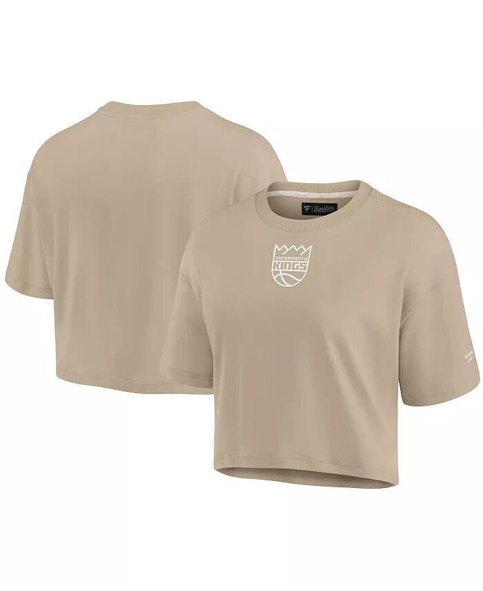 

Женская укороченная футболка свободного кроя цвета хаки Sacramento Kings Elements Super Soft Boxy Fanatics Signature, бежевый