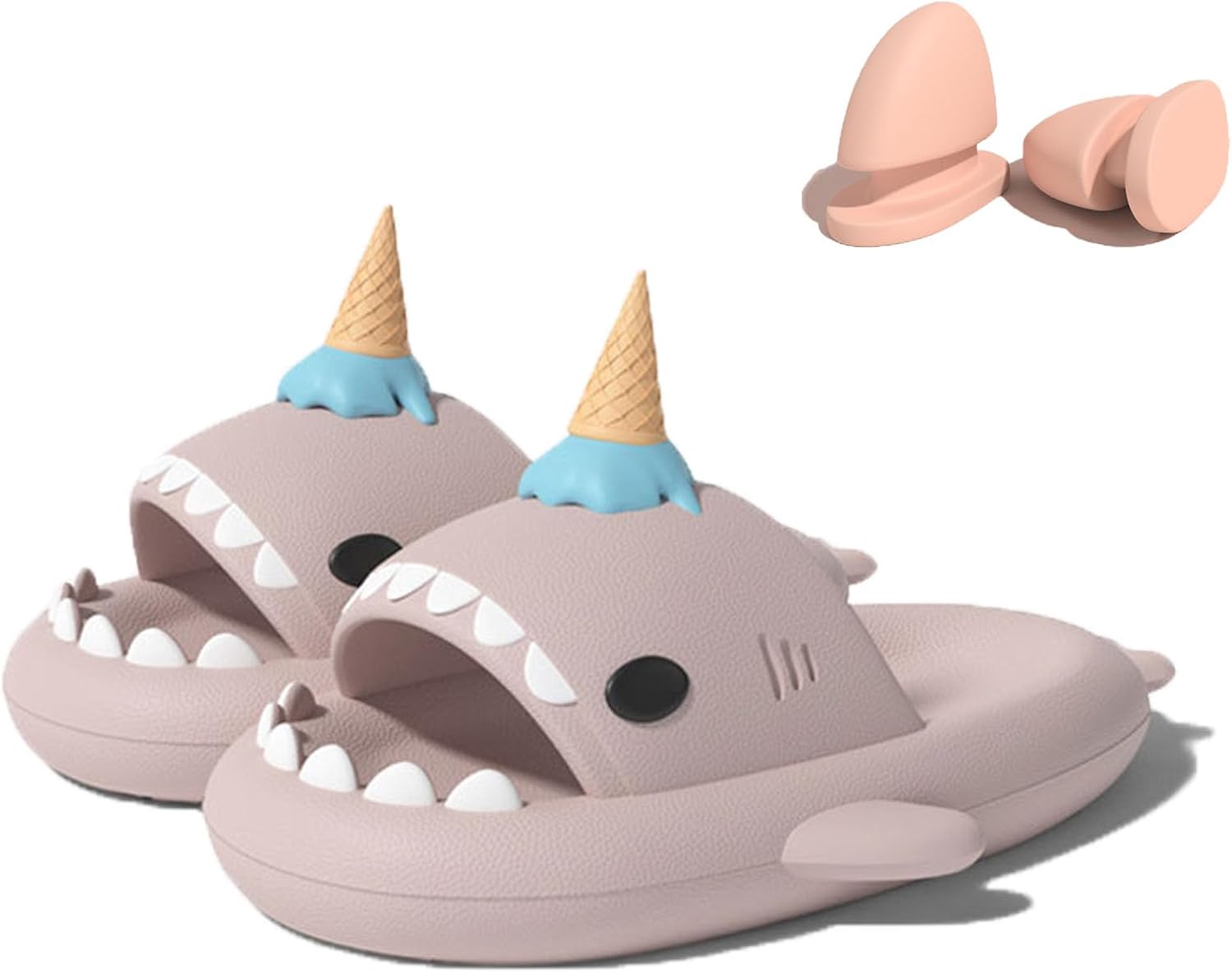 

Тапочки Zureto Shark с 3D забавными плавниками, унисекс, тускло-облачные, с открытым носком, для душа, бассейна и пляжа, из ЭВА, розовый