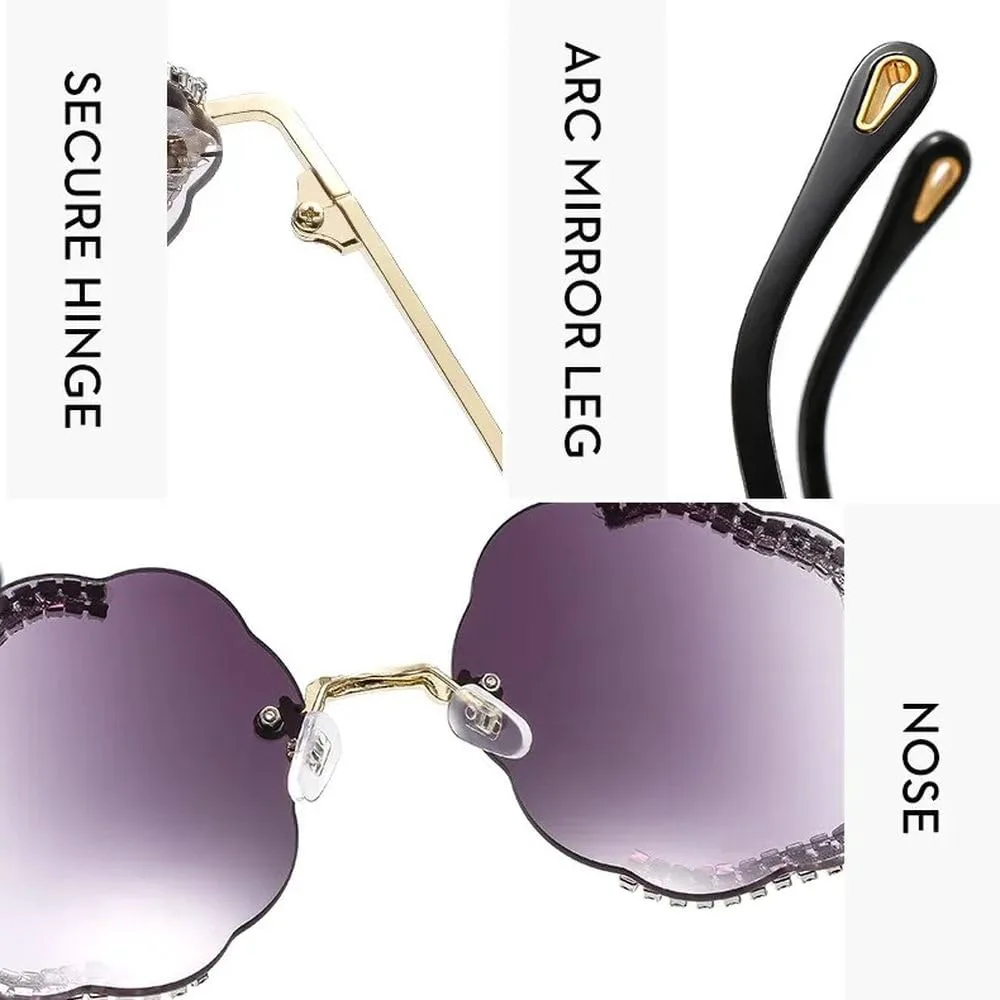 

Элегантные солнцезащитные очки без оправы для женщин с бриллиантами, солнцезащитные очки для вечеринок и выпускных, защита от ультрафиолета UV400 LVTFCO, C5