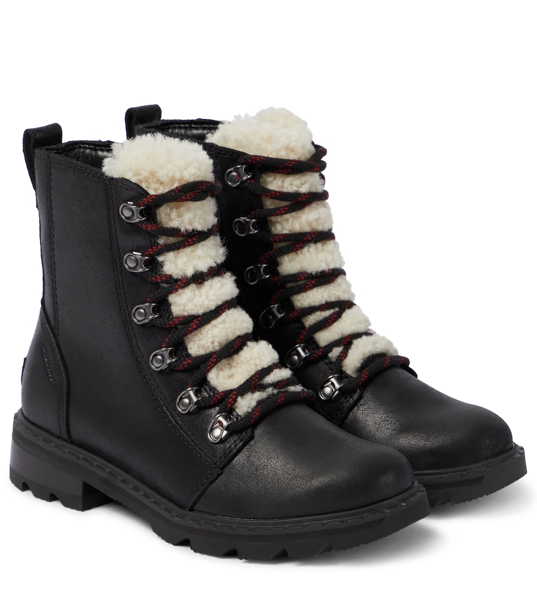 Боевые ботинки Lennox из кожи и овчины Sorel, Black, Nocturnal Red
