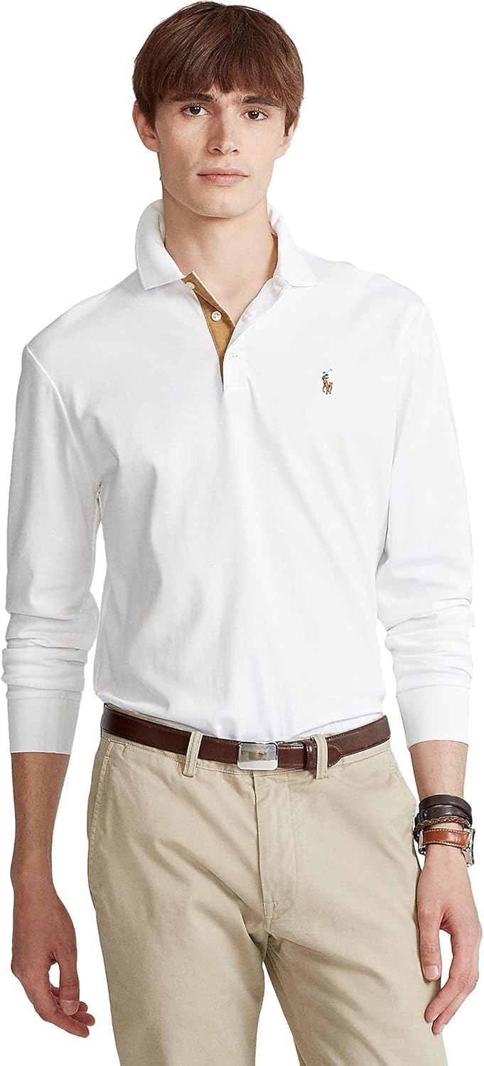 

Polo Ralph Lauren классический крой длинный рукав мягкий поло, White