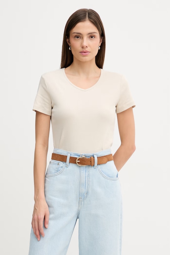 

Хлопковая футболка United Colors of Benetton, бежевый