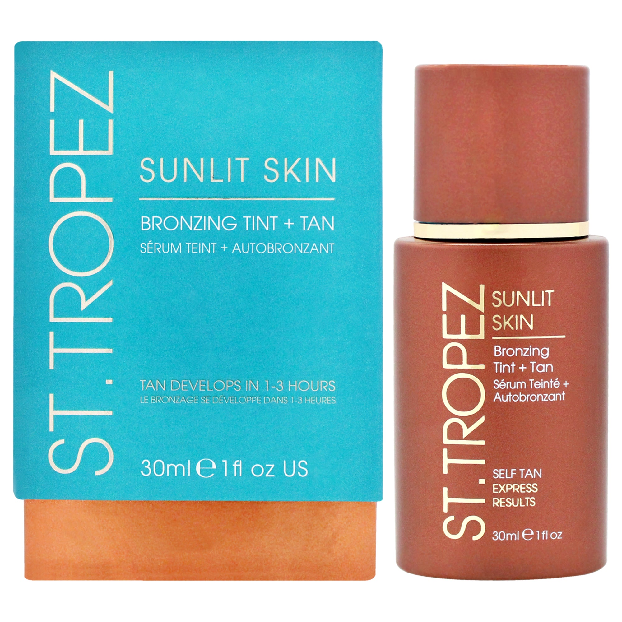 

Бронзирующий тональный крем Sunlit Skin Bronzing Tint Plus Tan от St. Tropez для унисекс - 1 унция бронзера St. Tropez, 1 Oz